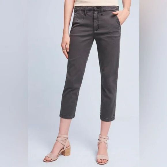 CHINO By Anthropologie Cropped Slim Cotton Blend Pants Size 28 - Picture 2 of 7